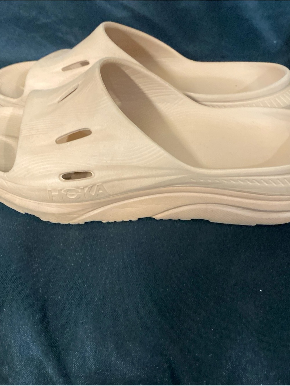 Hoka Pale Beige Foam Slide Sandals